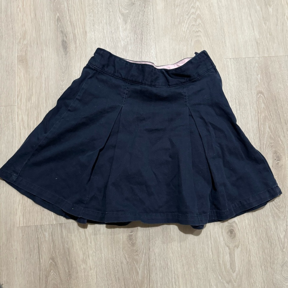 Kids Gap Girls Dark Wash Blue Denim Pleated Skater Jean Skirt Size 12 L